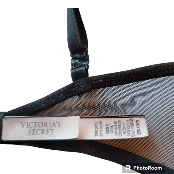 Victoria's Secret Lined Demi Lace Floral Black Size 32D Padded Adjustable Straps - Picture 7 of 10